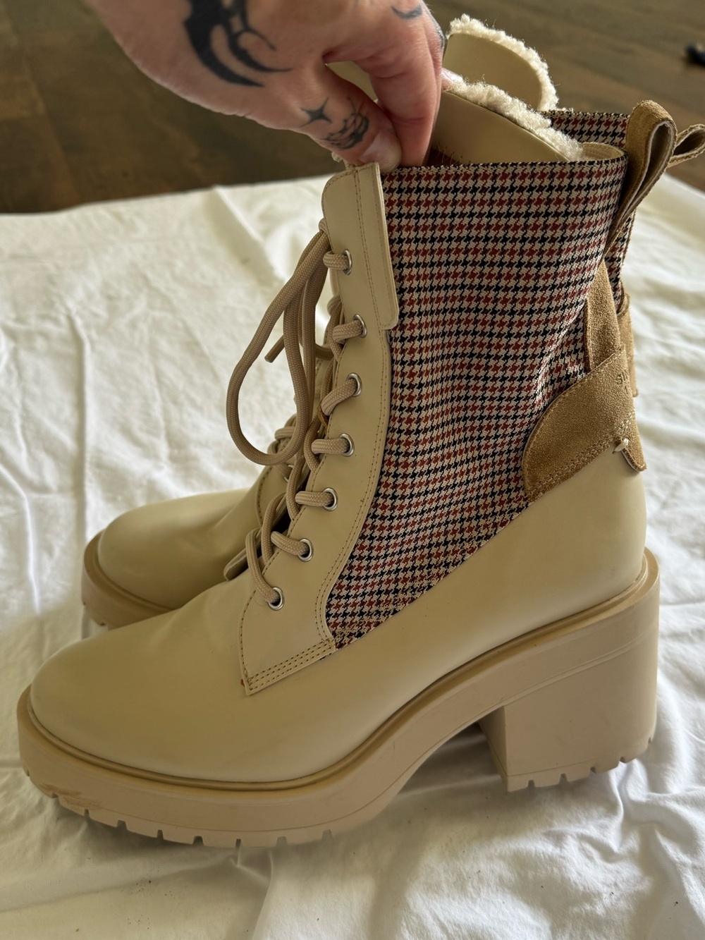 Franco Sarto Water Resistant Faux Fur Lined Lace Up Boots - Picture 3 of 5